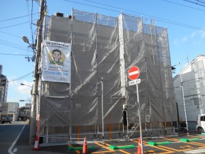 3階建てビルのALC外壁塗装、シーリング工事　姫路市