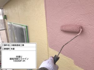 姫路にて外壁をピンク系、アクセントには柄をつけた凝ったデザイン塗装