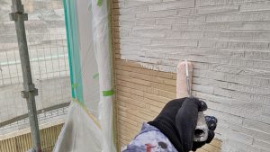 加古川市　外壁サイディングをクリアー塗装＋模様付け塗装でお洒落に