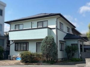 艶消しグリーンに外壁塗装と屋根塗装でおしゃれに変身！姫路市